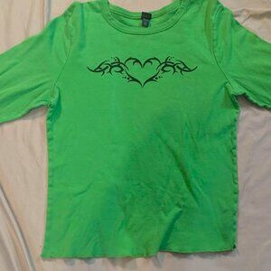 Wild Fable brand SIZE XXL Long Sleeve Heart Graphic Baby Soft Knit Top - Green